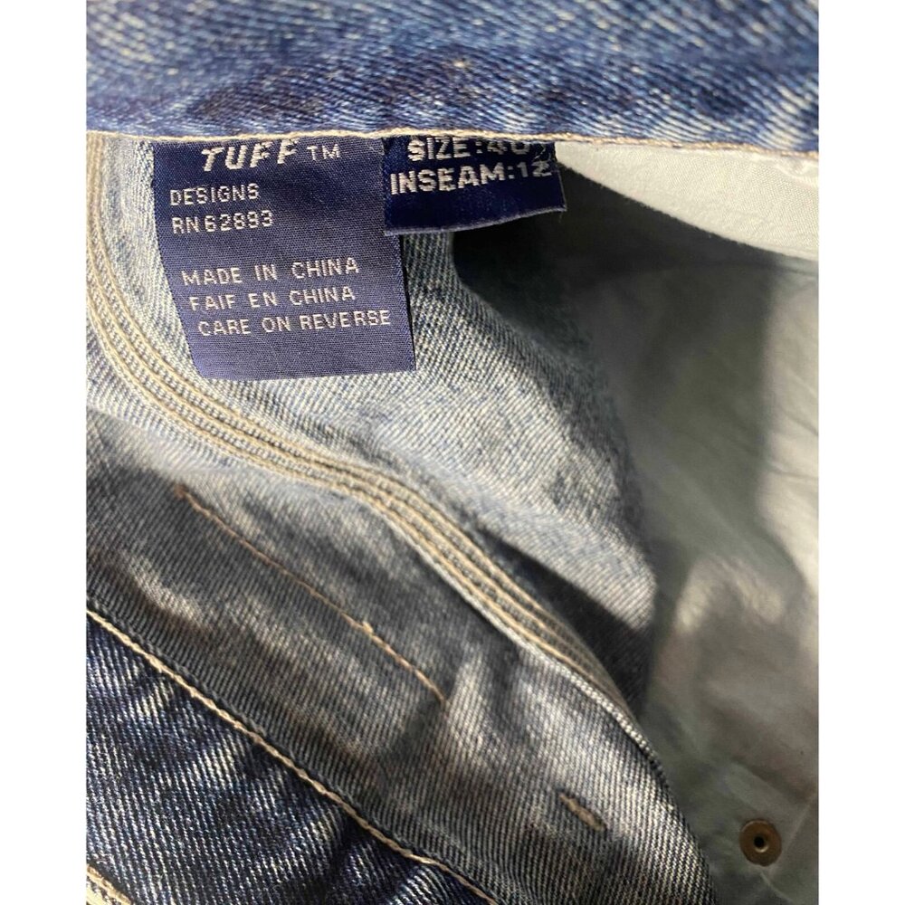 Vtg Tuff Texas Jean Shorts Mens 40 11" Baggy Skater Denim Fade Blue Jorts Y2K - Picture 3 of 6